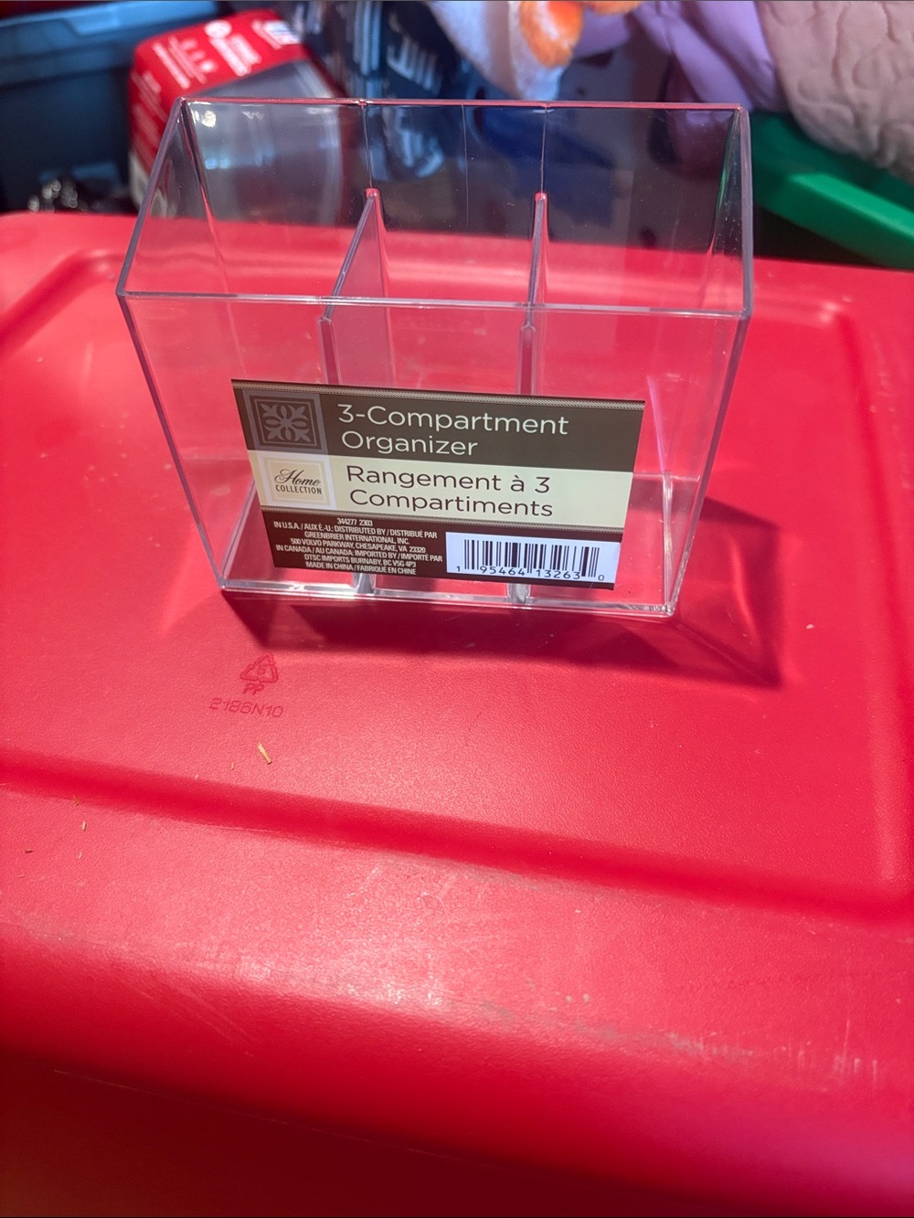 Home Collection Clear 3-Section Plastic Organizer